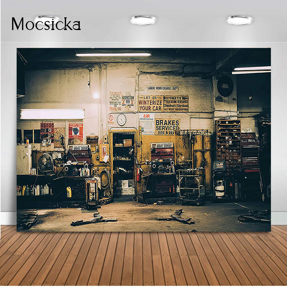 Workshop Tools Photos - Retro Car Repairs Backdrop Tool Workshop