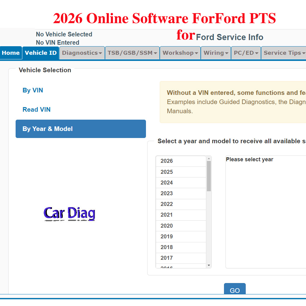 Workshop Tools Diagram - 2026 Online Software for Ford PTS