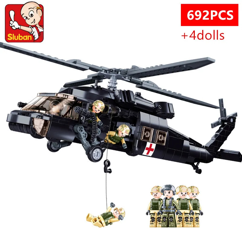 Hand Plane Block - 692PCS Military UH-60L Medical Rescue Aircraft