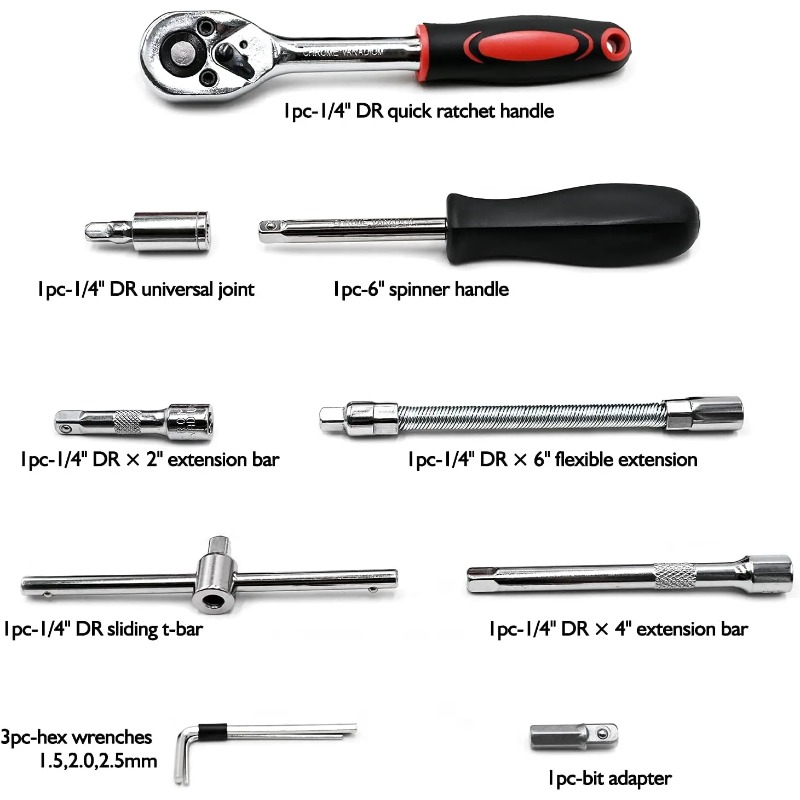 46Pcs 1/4 Inch Drive Ratchet S - Maintenance Workshop Tools 评论和价格