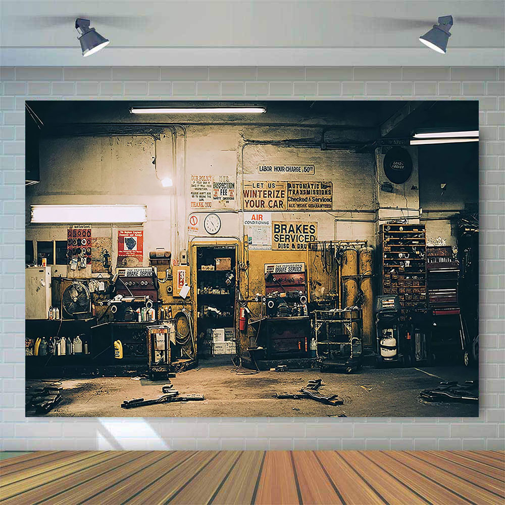 Retro Car Repairs Backdrop Too - Workshop Tools Photos 评论和价格