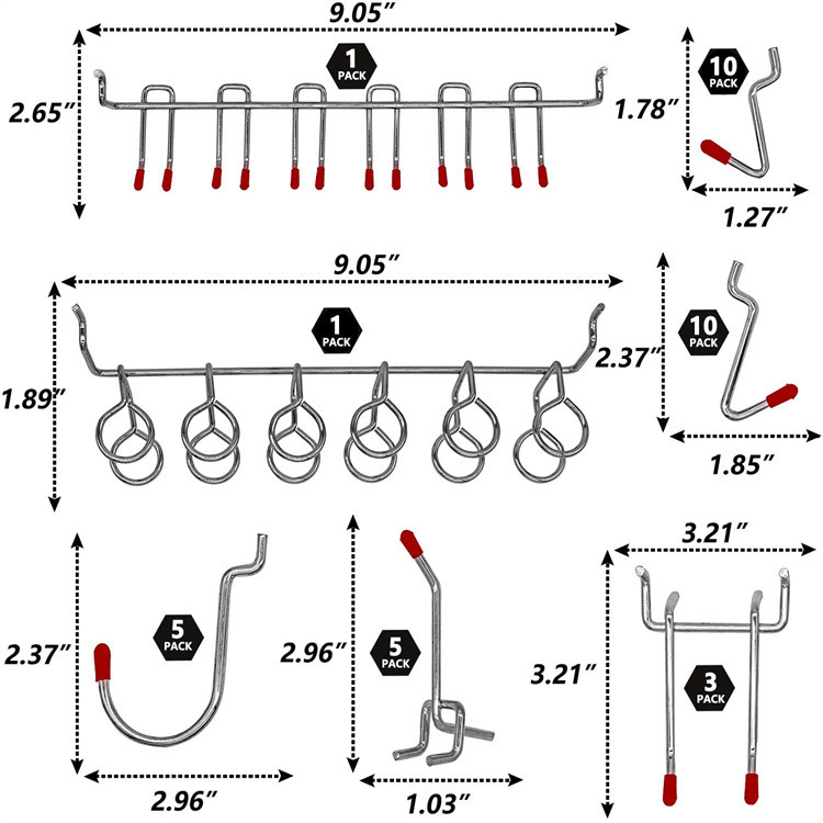 114 Pcs Pegboard Hooks Set Met - Workshop Tools Board 评论和价格