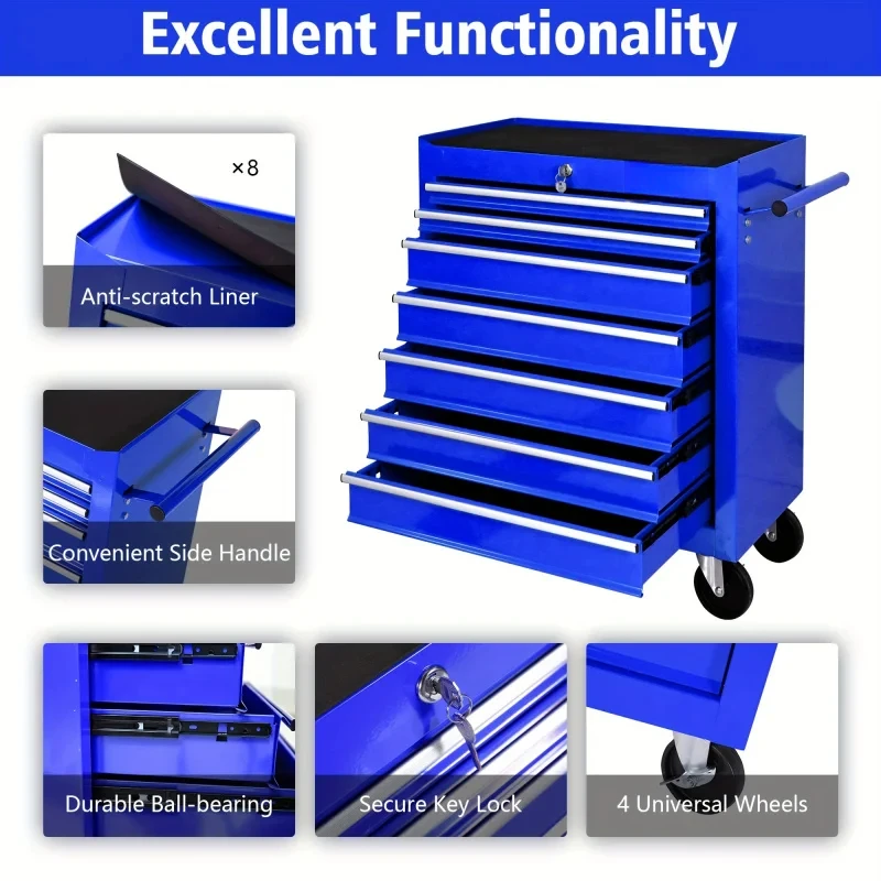 7 Drawers Blue Multifunctional - Workshop Tools Trolley 评论和价格