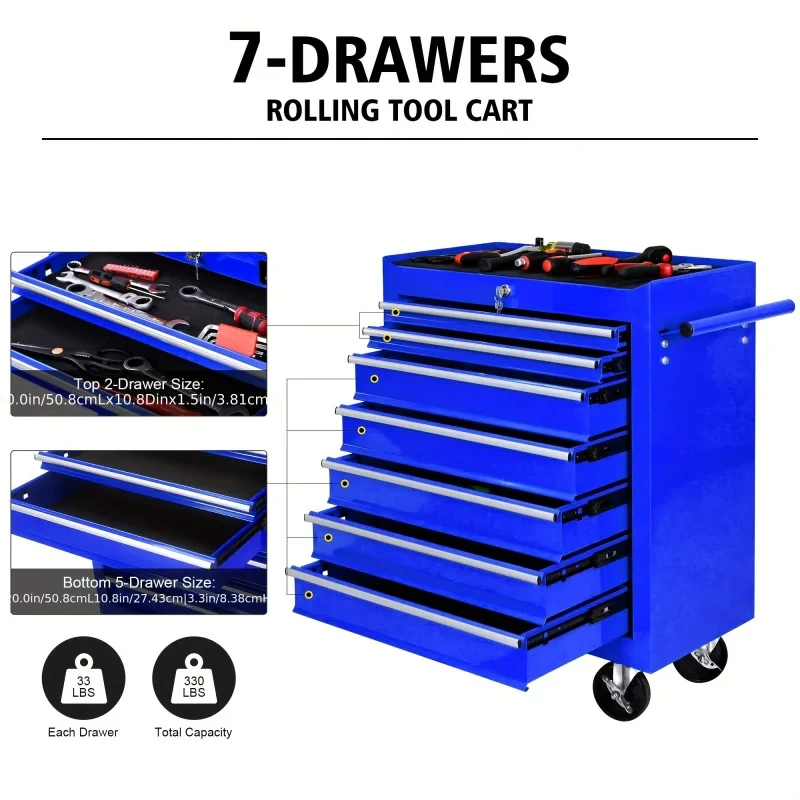 7 Drawers Blue Multifunctional - Workshop Tools Trolley 评论和价格